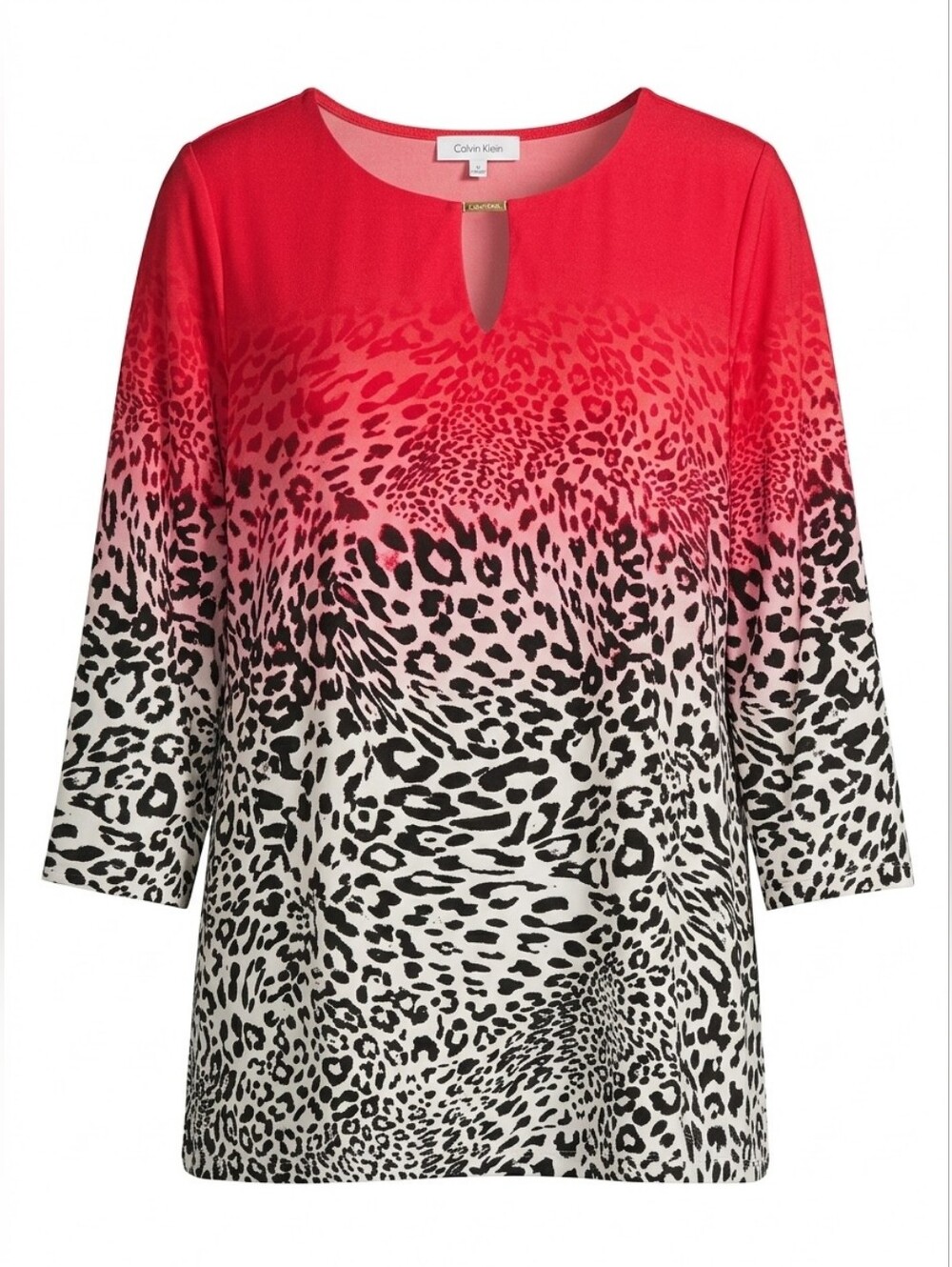 Calvin Klein Ombre Leopard Print 3/4 Sleeve Top Size 1X